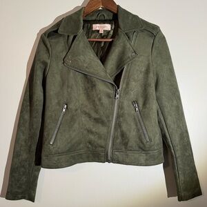 Philosophy Olive Green Faux Suede Biker Jacket XS